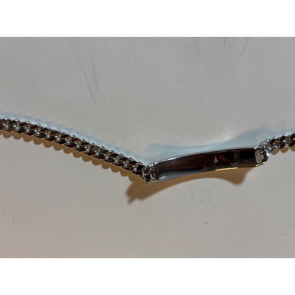 Christian Dior Silver-Tone Chain Bracelet With Crystal Embellished Bar & Secure - Picture 8 of 11